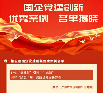 喜報(bào)！廣州水投凈水公司黨建創(chuàng)新案例獲“全國(guó)優(yōu)秀”